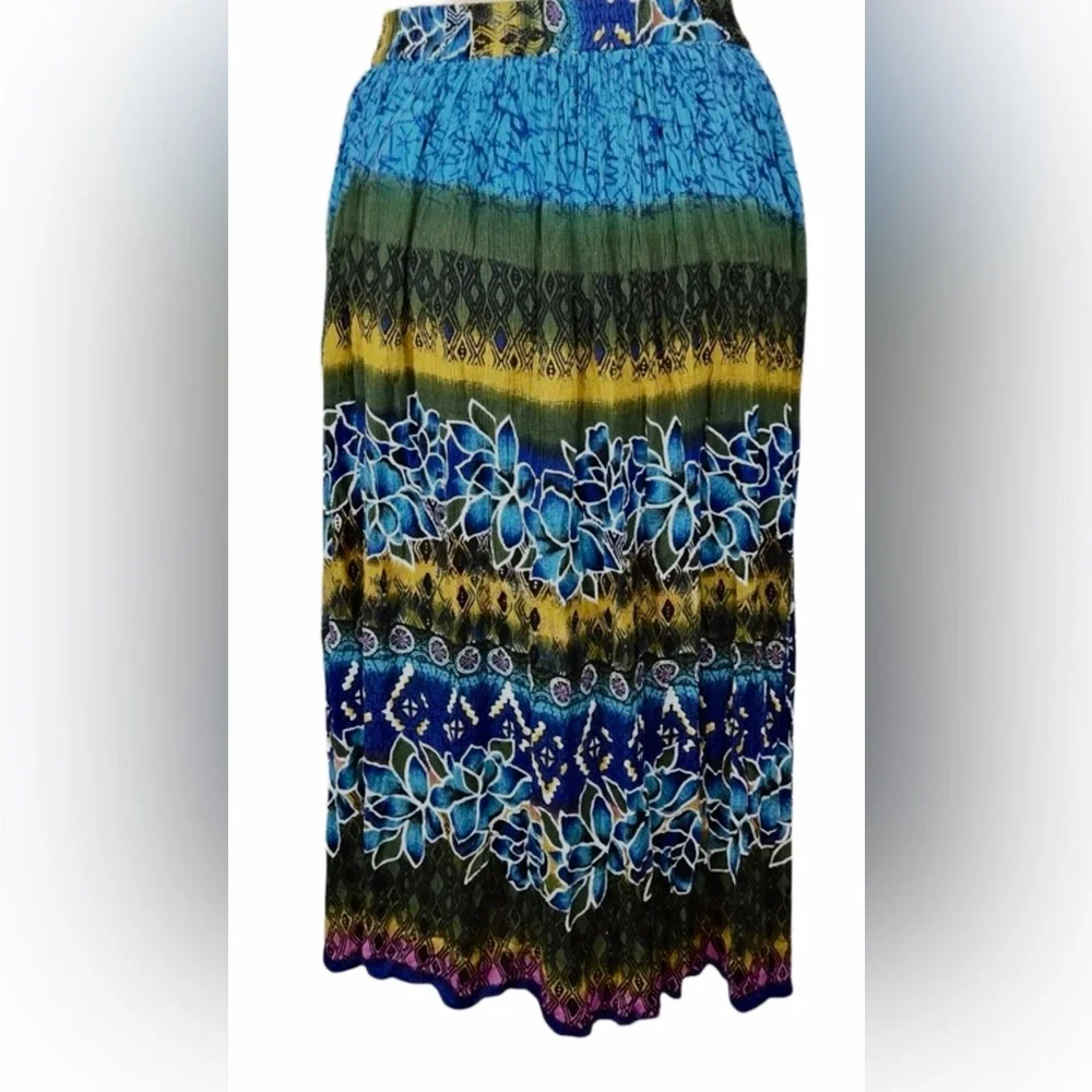 Chaudry Blue and Green Floral Maxi Skirt - Picture 2 of 5